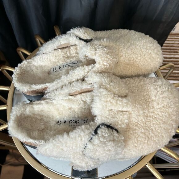 Birkenstock Shearling Papillio Boston Big Buckle Platform Fur NEW - Picture 4 of 6